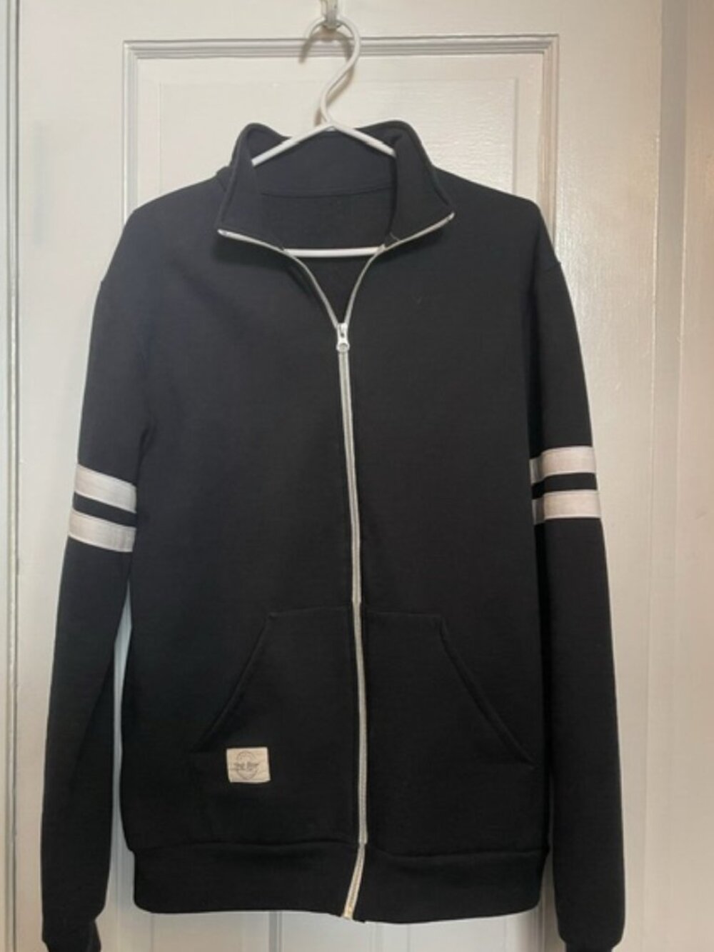 Men's Canadian Made Full Zip Fleece Sweatshirt Black Size Large